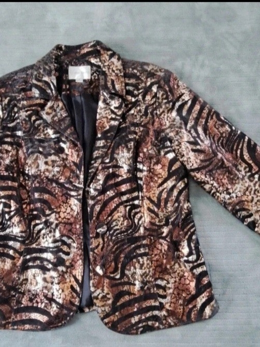 Erin London Brown & Black Metallic Animal Print Blazer